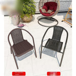 Balcony Leisure Table And Chair Combination Outdoor Iron Outdoor Terrace With Umbrella Rattan Chair Three Piece Rattan 6 + 1 [120 * 80cm Long Table]