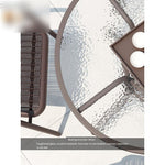 Balcony Leisure Table And Chair Combination Outdoor Iron Outdoor Terrace With Umbrella Rattan Chair Three Piece Rattan 6 + 1 [120 * 80cm Long Table]