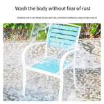 Outdoor Plastic Wood Balcony Table And Chair Combination Leisure Table And Chair Outdoor Courtyard Konis Chair * 4 + Plastic Wood Cross Mosaic