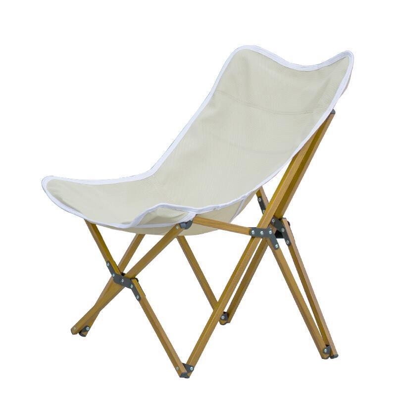 Aluminum Alloy Outdoor Folding Stool Camping Chair Park Picnic Portable Camping Table Fishing Butterfly Beige (including Canvas Storage Bag)
