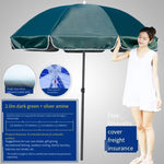 Sun Umbrella Outdoor Sunshade Large Commercial Stall Advertising Printing Custom Folding Round 2m Dark Green + Silver Glue