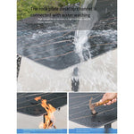 Outdoor Tables And Chairs Courtyard Balcony Garden Milk Tea Shop Rock Board Leisure Combination 6 + 1 [equipped With 16ocm Black Gold Pattern Rock Board Round Corner Long Table]