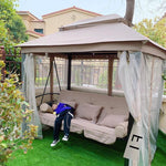 Hammock Leisure Swing Outdoor Courtyard Nordic Rocking Chair Sleeping Balcony Upgrade Top Reinforced Tent [Curtain + Cushion Cushion + Pillow]