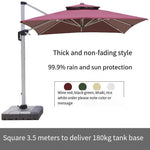 Outdoor Courtyard Table And Chair Sunshade Umbrella Large Terrace Villa Garden Square Leisure Combination Luxury 3.5m Square + 180kg Base