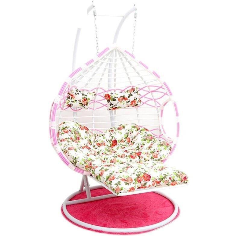 Double Cradle Rattan Chair Lazy Rocking Indoor Household Hanging Orchid Outdoor Balcony Swing A87 Single White Armless (thin Rattan)