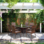 Outdoor Table And Chair Rattan Chair Outdoor Leisure Balcony Table And Chair Outdoor Furniture 6 Chairs + 1 Luxury Table (1.5 * 0.9m)