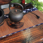 Outdoor Balcony Table And Chair Solid Wood Tea Leisure Three Piece Set Courtyard Carbonized Anticorrosive Wood Table And Chair Combination Length 120cm