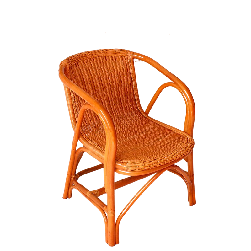 New Light Color Coffee Chair Hand Knitting Balcony Living Room Small Table Chair Rattan Weaving Teahouse Rattan Chair Simple Leisure Chair Outdoor Armrest Chair Tea Table