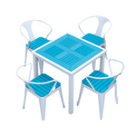 Outdoor Plastic Wood Balcony Table And Chair Combination Leisure Table And Chair Outdoor Courtyard Konis Chair * 4 + Plastic Wood Cross Mosaic