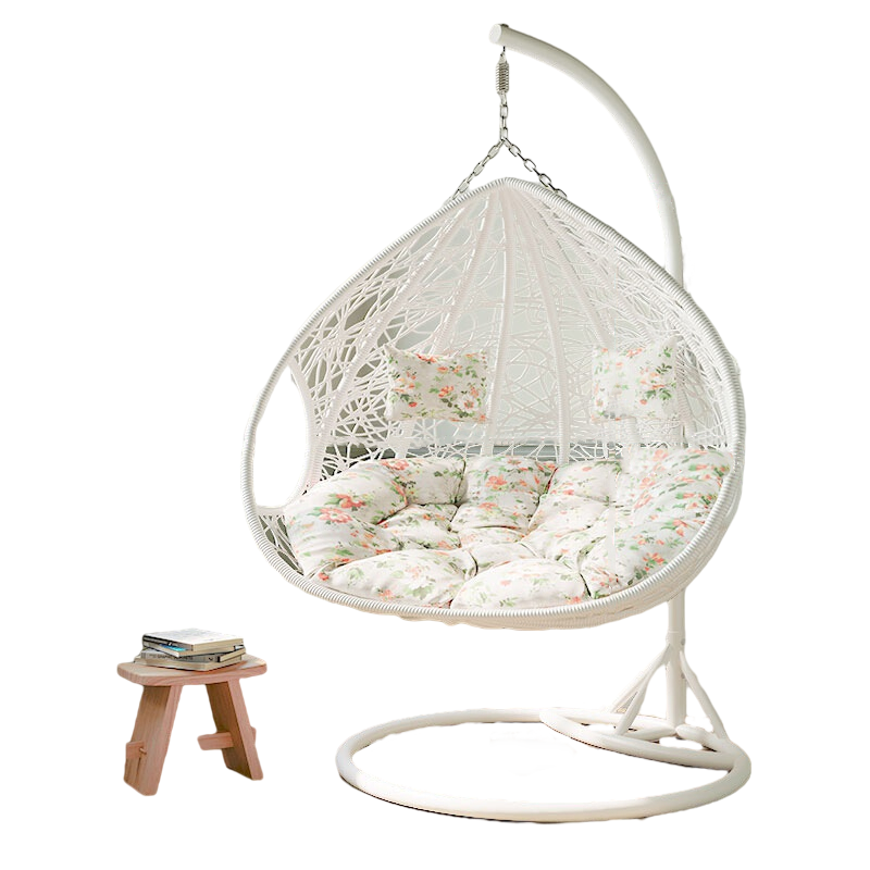 Hanging Chair Basket Swing Outdoor Rattan Chair Leisure Lazy Indoor Balcony Hammock Rocking Chair Rocking Chair Double White With Armrest