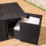 Outdoor Balcony Leisure Table And Chair Combination Courtyard Garden Terrace Rattan Chair Villa Courtyard Table And Chair 4 Chairs + 4 Benches + Square Table