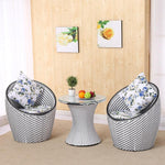 Balcony Table And Chair Rattan Chair Courtyard Chair Bird's Nest Indoor Leisure Chair Tea Table Combination One Table And Two Chairs White