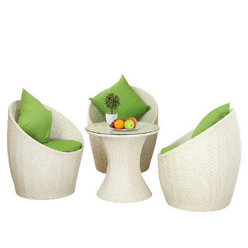 Balcony Table And Chair Rattan Chair Courtyard Chair Bird's Nest Indoor Leisure Chair Tea Table Combination One Table And Two Chairs White