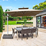 Outdoor Umbrella Balcony Leisure Rooftop Garden Umbrella Windproof Stall Aluminum Alloy Roman Umbrella Sunshade Square 3m Stone Seat