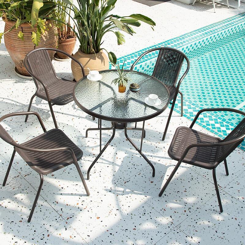 Outdoor Balcony Table Chair Rattan Chair Combination Leisure Courtyard Seat Outdoor Outdoor Outdoor Terrace Garden Table Chair