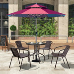 Outdoor Sunshade Umbrella Sun Stall Table Chair Leisure Courtyard Beach Fishing Khaki Double Top Umbrella + One Table And Four Chairs [d80 Round Table, With 12.5kg Base]