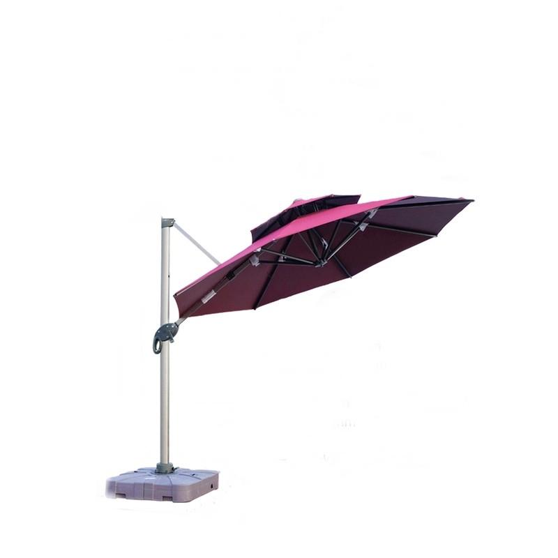 Outdoor Sunshade Umbrella Windproof Umbrella Large Stall Umbrella Terrace Garden Balcony Umbrella Red Upgrade Square [130kg Water Tank Pulley] 2.5 * 2.5m