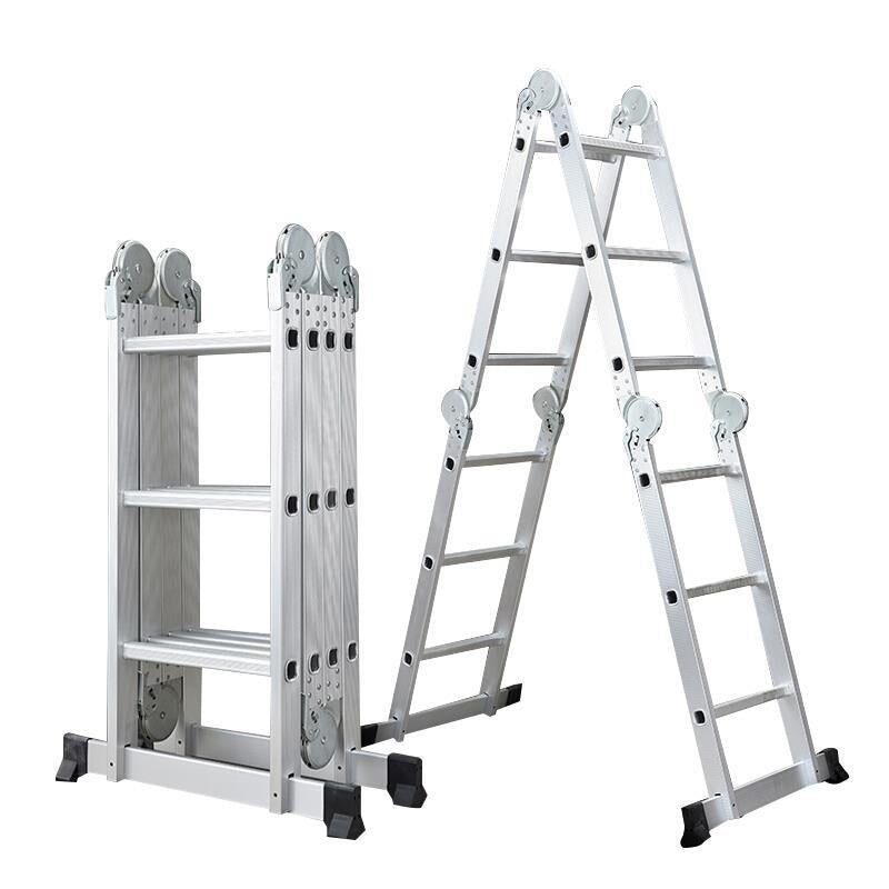 12.1FT A-frame Telescopic Ladder Multifunctional Thickened Aluminum Alloy Engineering Foldable And Deformable Stairs 441LBS Capacity