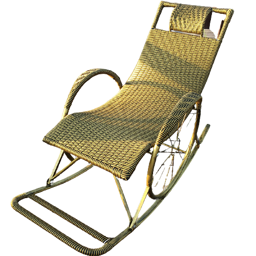 Balcony Lounge Chair Rocking Chair Nap Chair Lazy Living Room Chair Elderly Chair Leisure Chair Carefree Chair Imitation Rattan Rocking Chair Black Gold